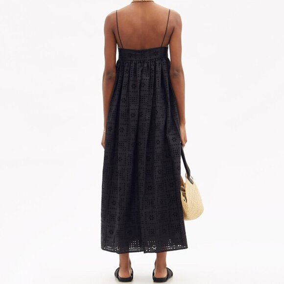 Matteau Broderie-anglaise Organic-cotton Poplin Dress in Black, size "5" - Picture 2 of 10